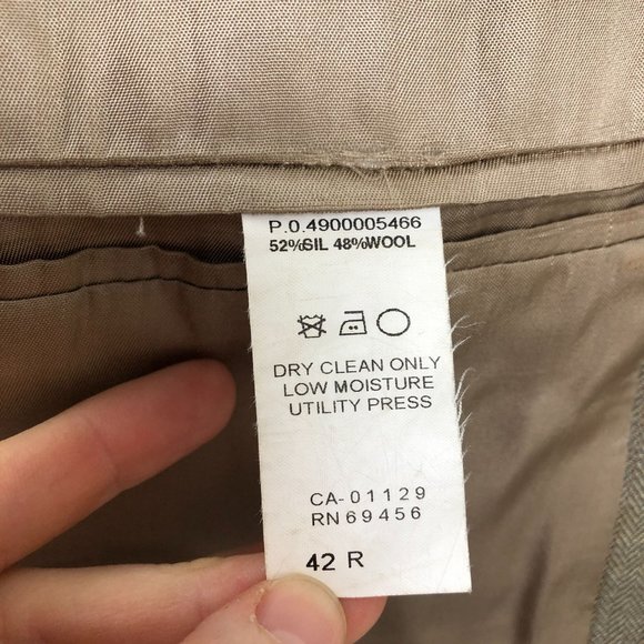 Calvin Klein Men's Size 42R Brown Silk Wool Blend Three-Button Suit Jacket - Picture 9 of 10